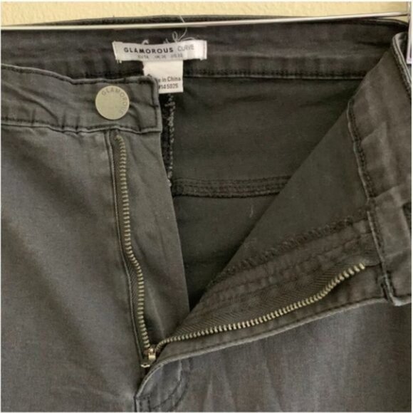 Glamorous curve women's jeans sz 22 high waisted skinny frayed knee ripped black - Picture 6 of 8